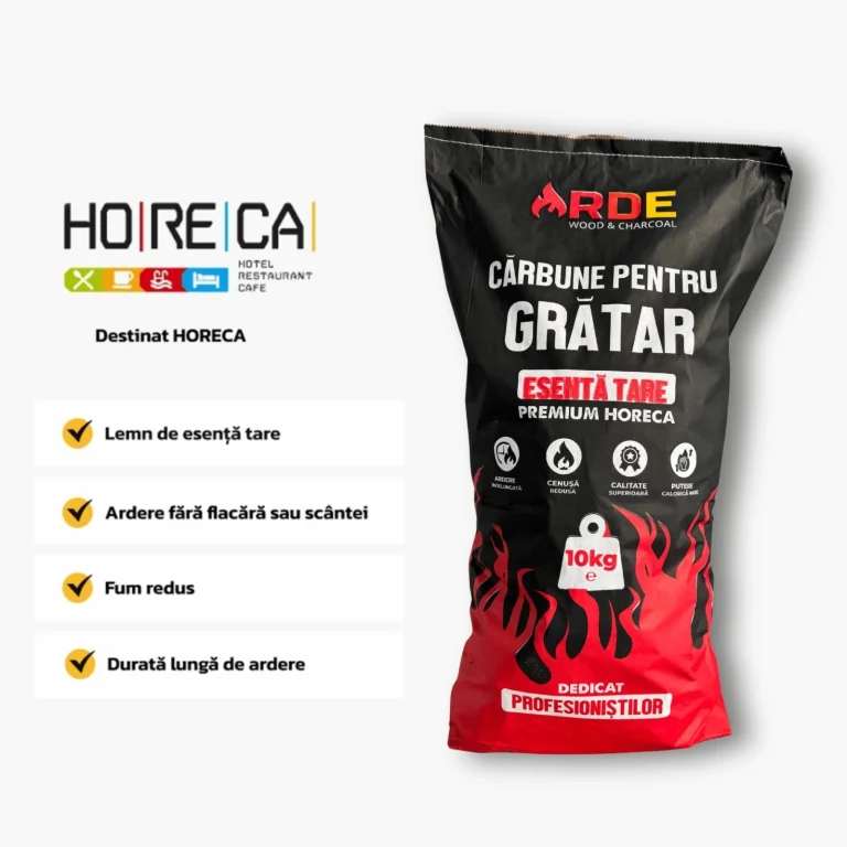 Cărbuni grătar ARDE 10 kg din lemn de esență tare – carpen, fag și stejar, ardere curată și jar stabil pentru gătit profesional sau acasă.